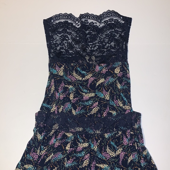 Free People Black, Green, and Purple Dress with Lace - Women’s Size Medium - Picture 2 of 7